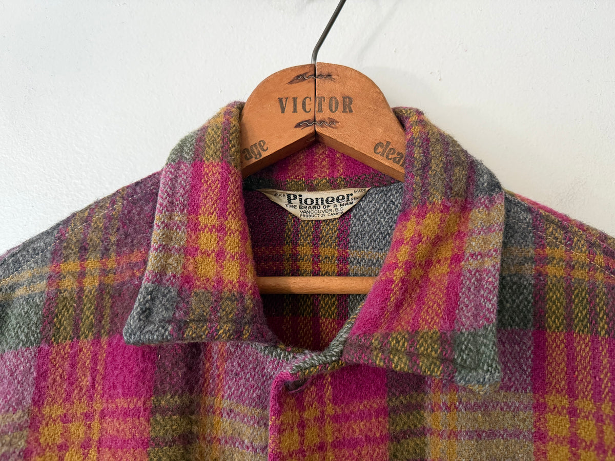 60's Pioneer Wool Plaid Shirt Jacket
