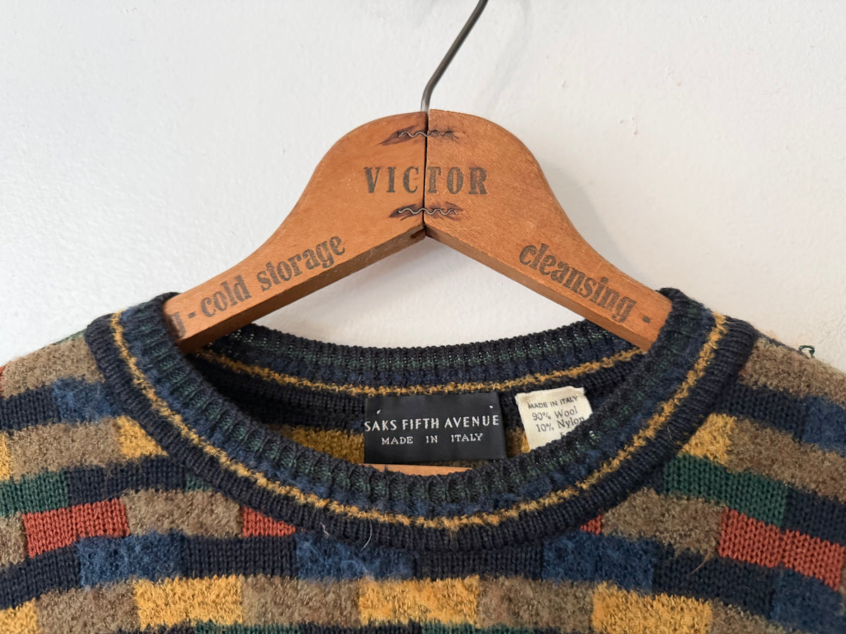80's Saks Fifth Avenue Wool Geometric Sweater