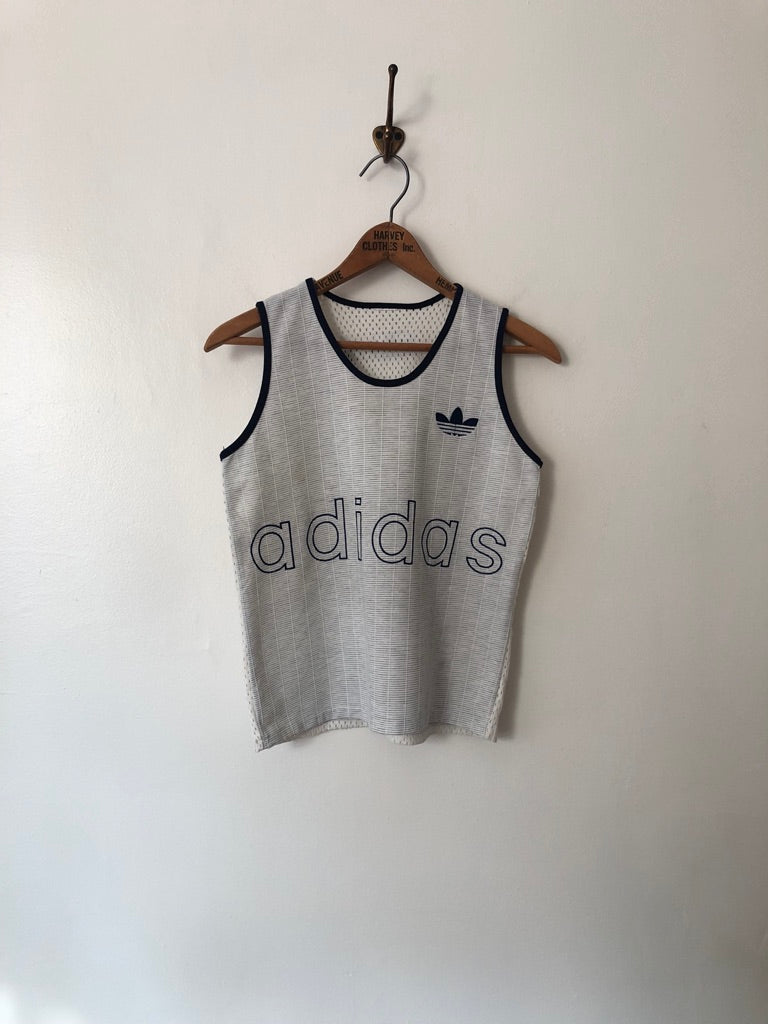 80's Adidas Women's Striped Mesh Jersey Tank Top
