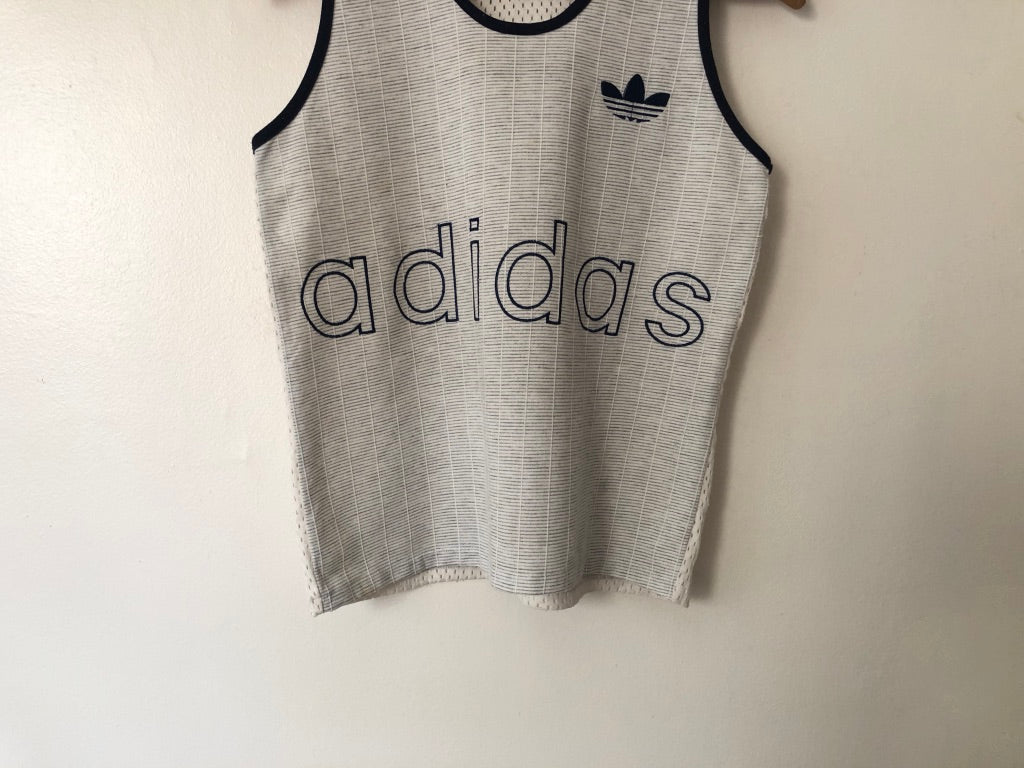80's Adidas Women's Striped Mesh Jersey Tank Top