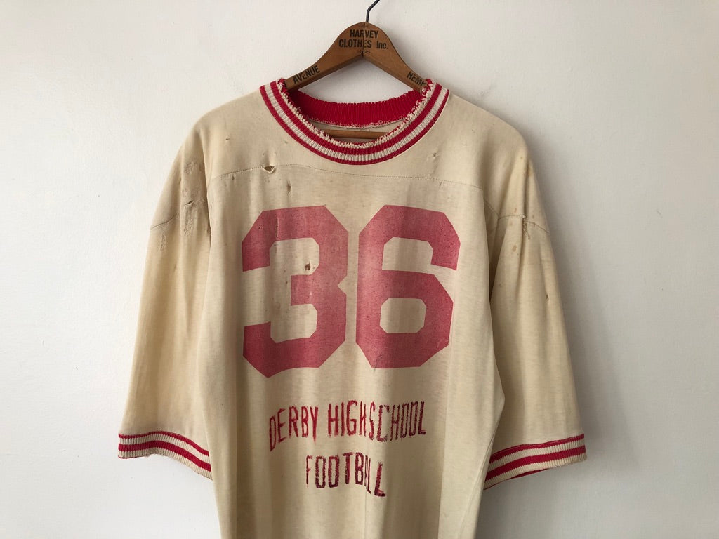 60's Derby High School #36 Distressed Football Jersey