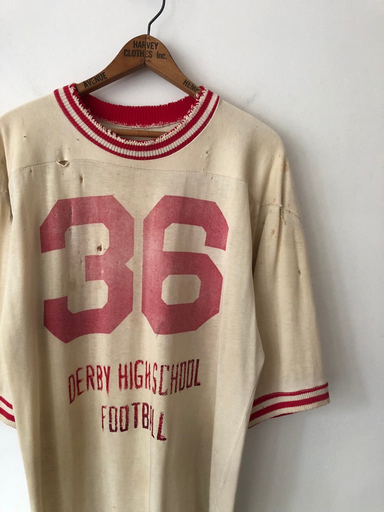 60's Derby High School #36 Distressed Football Jersey