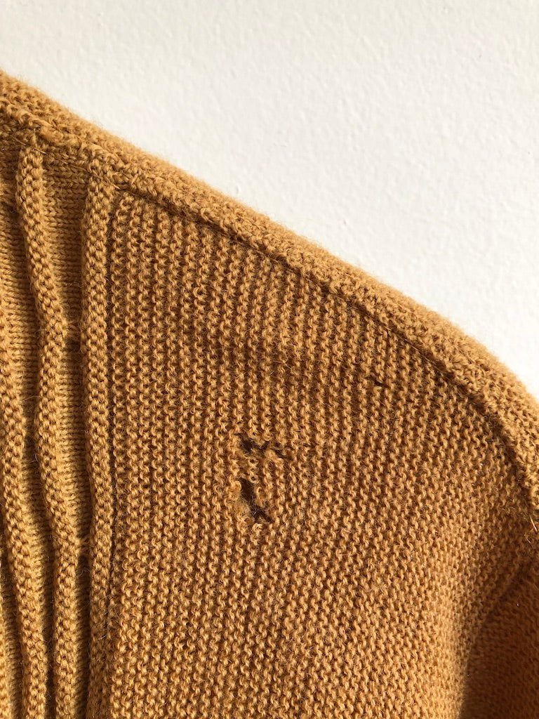 70's Double Breasted Acrylic Mustard Cardigan