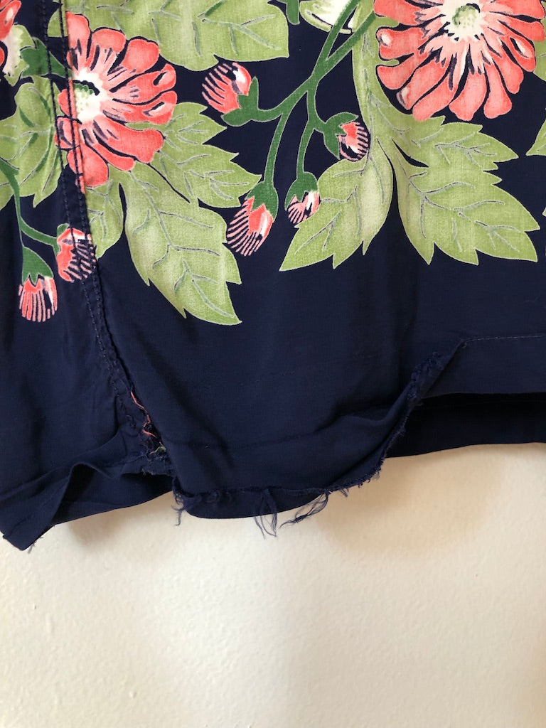 40's Duke Kahanamoku Floral Printed Hawaiian Shirt