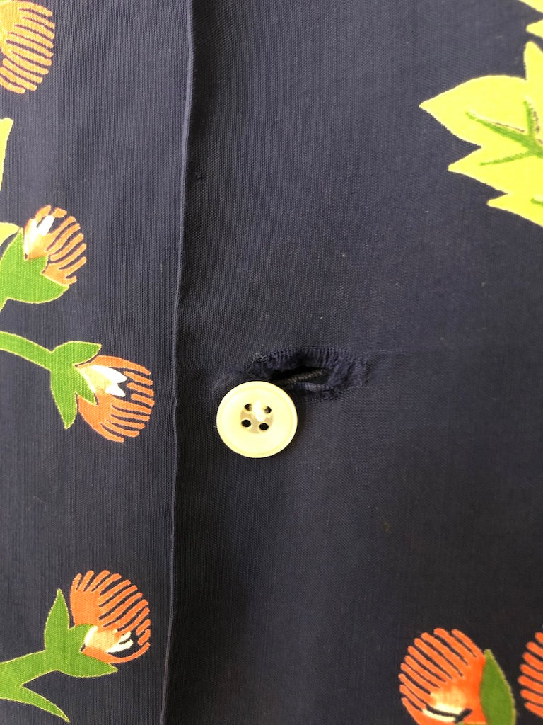 40's Duke Kahanamoku Floral Printed Hawaiian Shirt