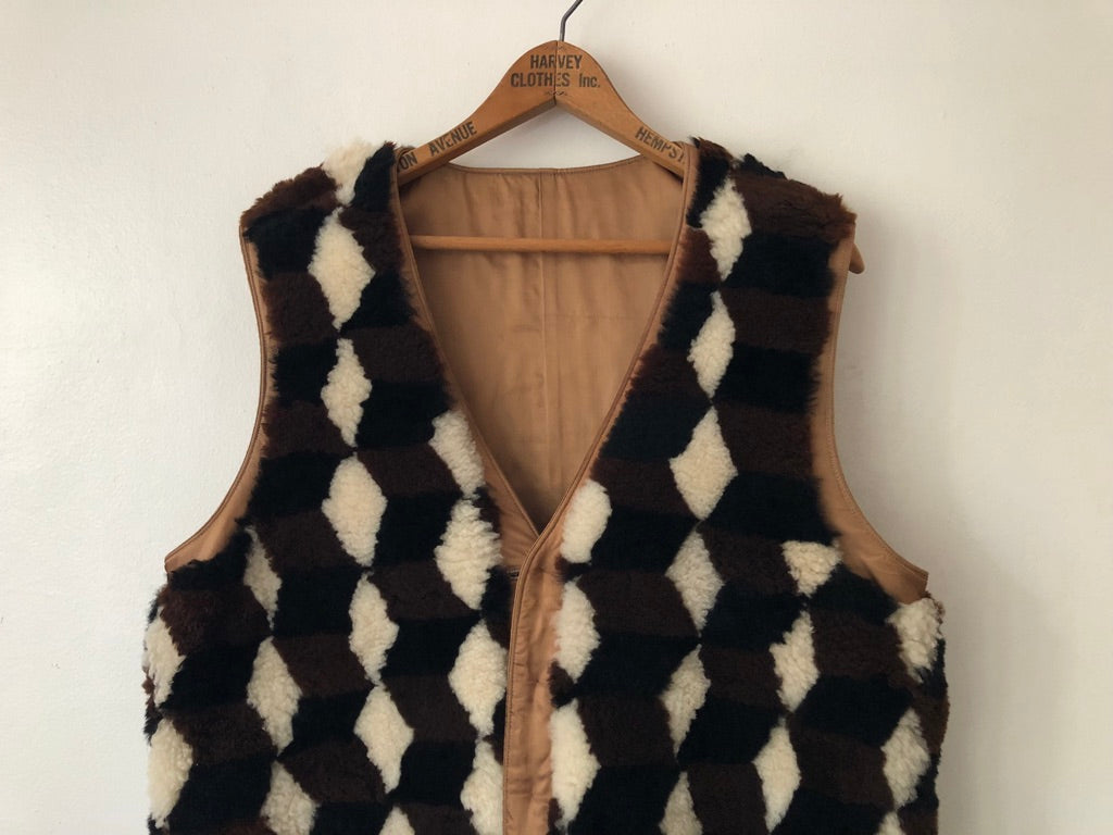 60's Geometric Sherpa Reversible Vest