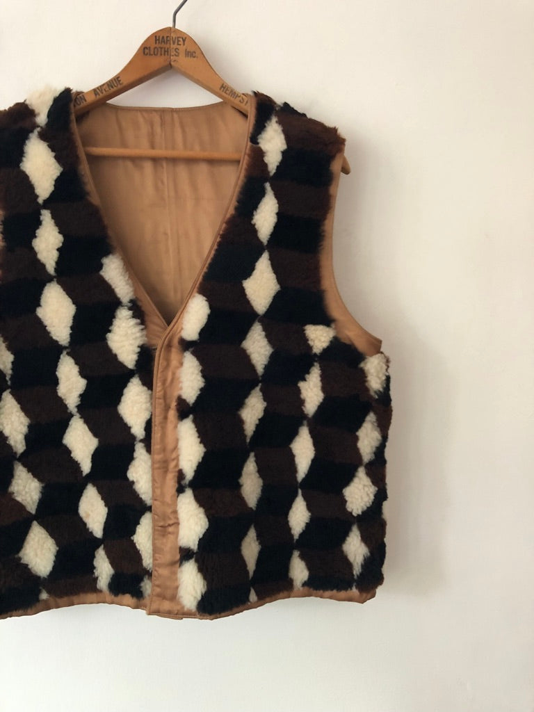 60's Geometric Sherpa Reversible Vest