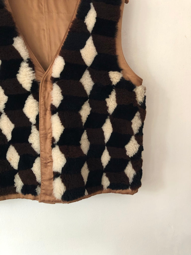 60's Geometric Sherpa Reversible Vest