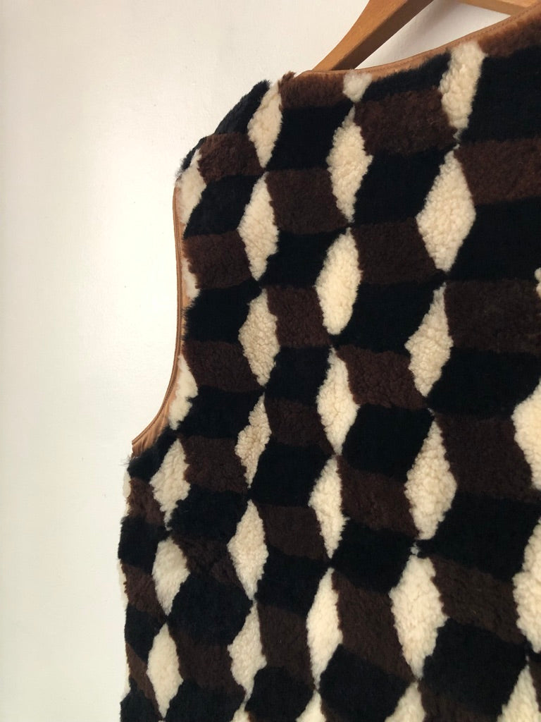 60's Geometric Sherpa Reversible Vest