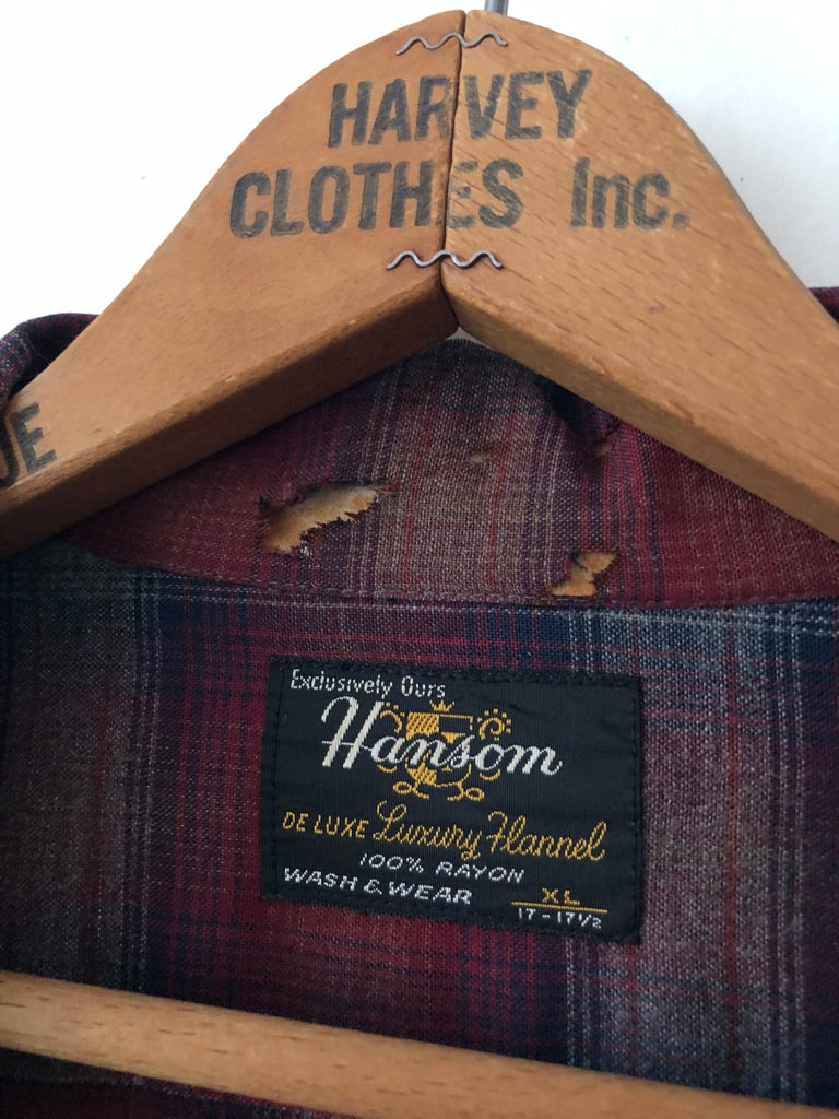 70's Hansom Rayon Shadow Plaid Flannel Shirt