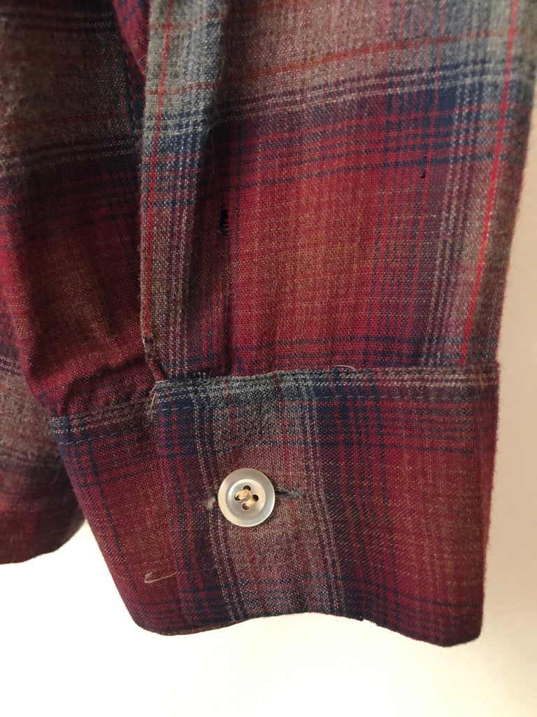 70's Hansom Rayon Shadow Plaid Flannel Shirt