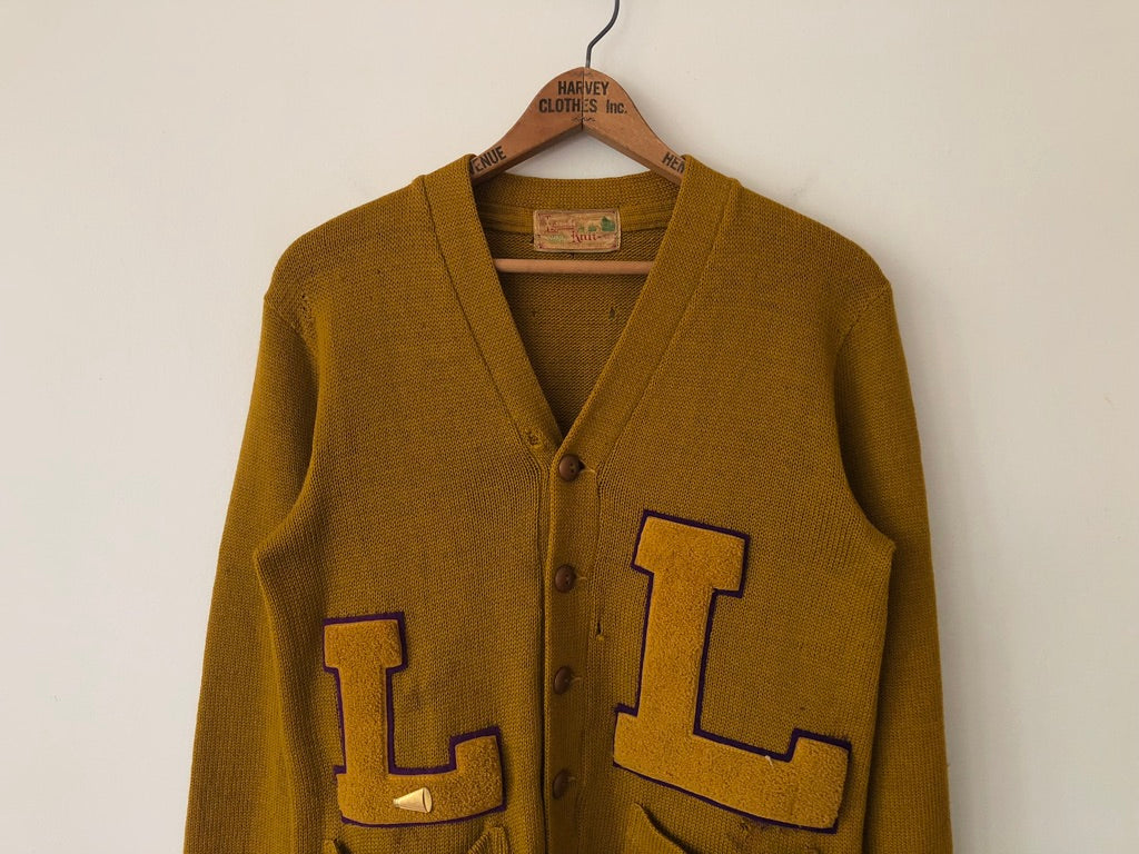 40's Lamb Knit Wool Letterman Cardigan