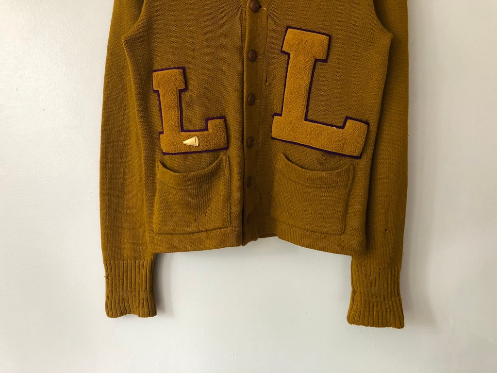 40's Lamb Knit Wool Letterman Cardigan