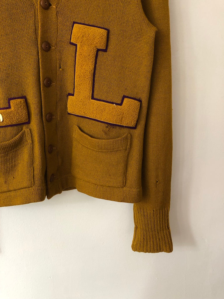 40's Lamb Knit Wool Letterman Cardigan