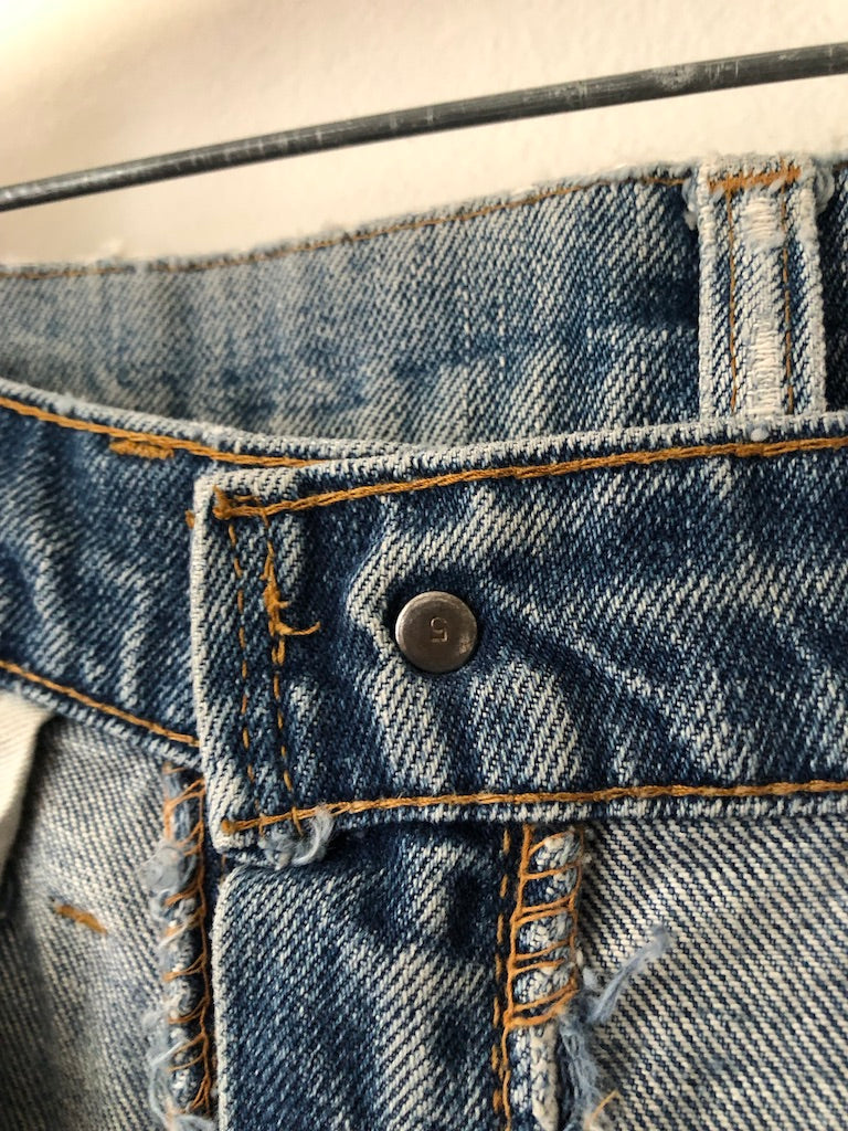 70's Levi's 505 Redline Selvedge Patch Repaired Denim Jeans