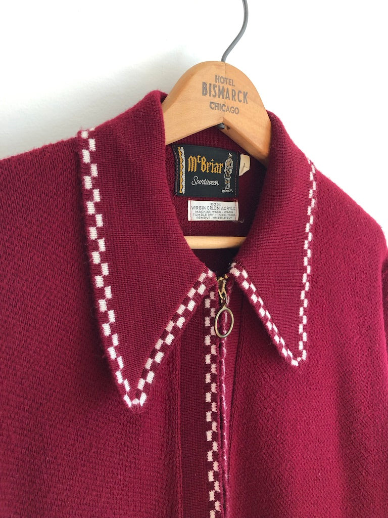 70's McBriar Sportswear Checkered Outline Acrylic Sweater