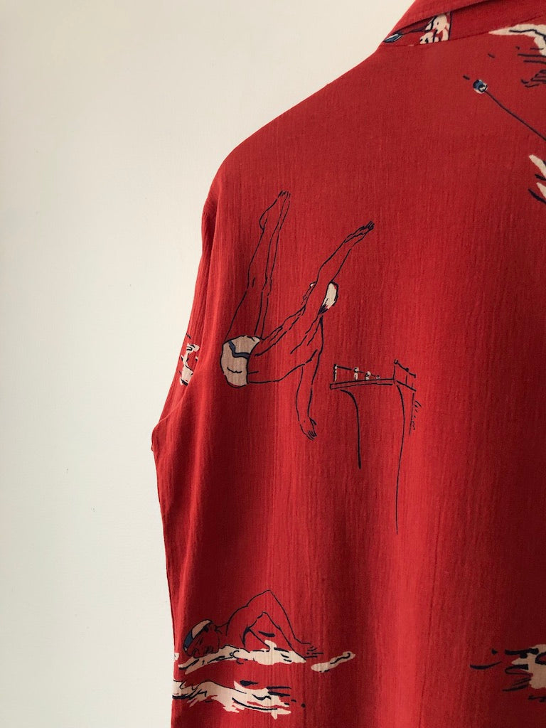60's Cacharel for Saks Fifth Avenue Water Sports Print Shirt