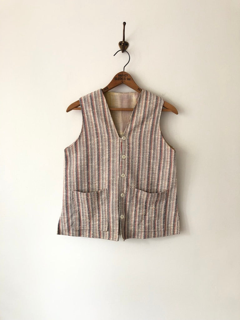 50's Cotton Knit Textured Striped Vest