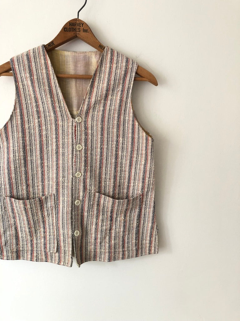 50's Cotton Knit Textured Striped Vest