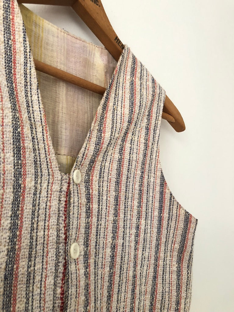 50's Cotton Knit Textured Striped Vest