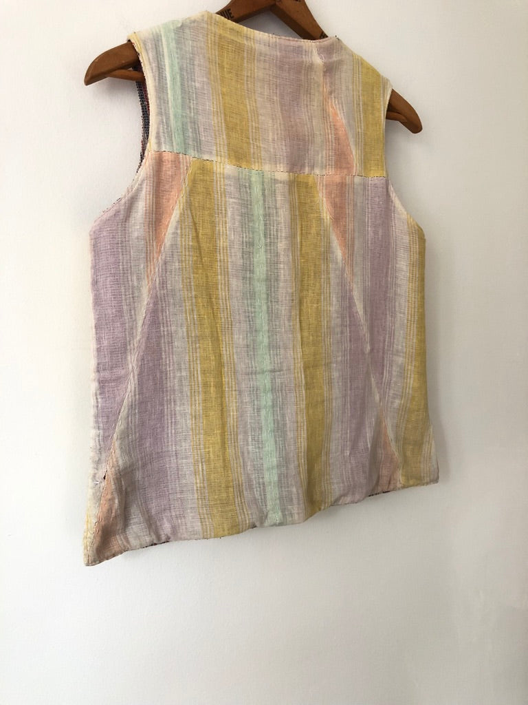 50's Cotton Knit Textured Striped Vest