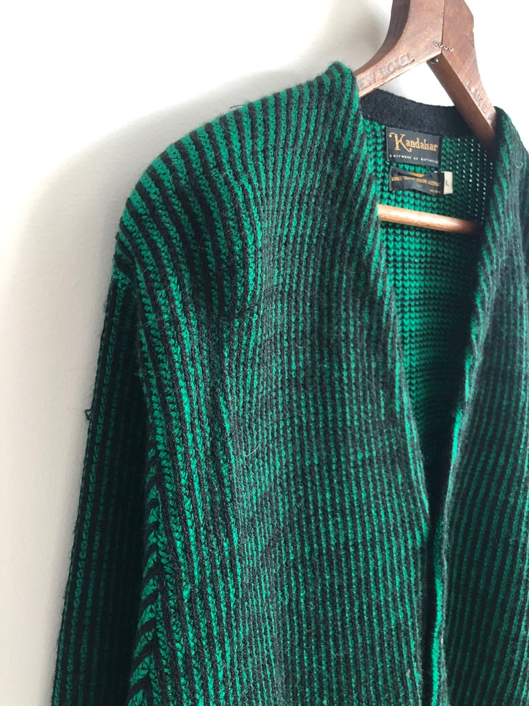 80's Kandahar Striped Ribbed Cardigan