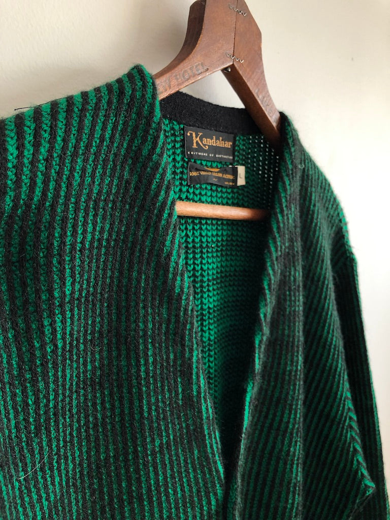 80's Kandahar Striped Ribbed Cardigan