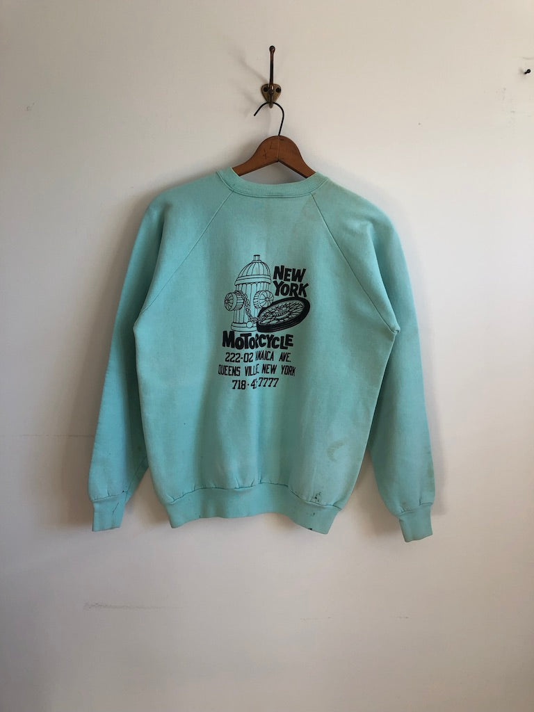90's New York Motorcycle "Dream Rider" Stained Raglan Sweatshirt