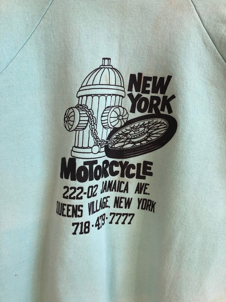 90's New York Motorcycle "Dream Rider" Stained Raglan Sweatshirt
