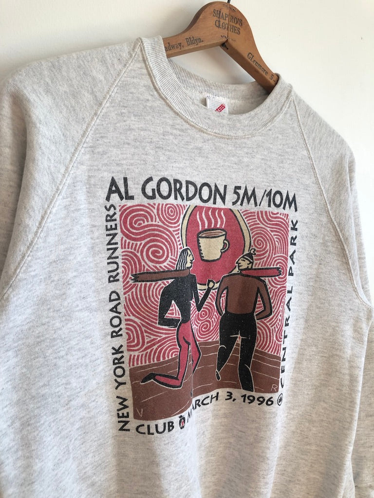 90's New York Road Runners NYRR Central Park Al Gordon Coffee Run Raglan Sweatshirt