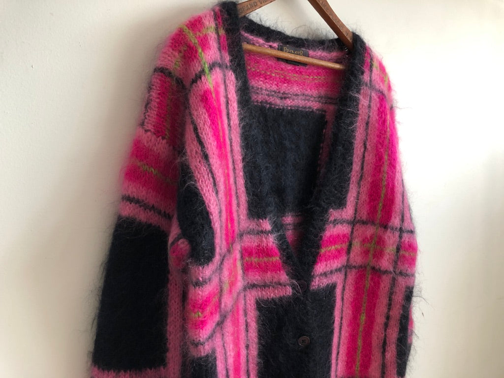 80's Premiere Collections Plaid Mohair Cardigan