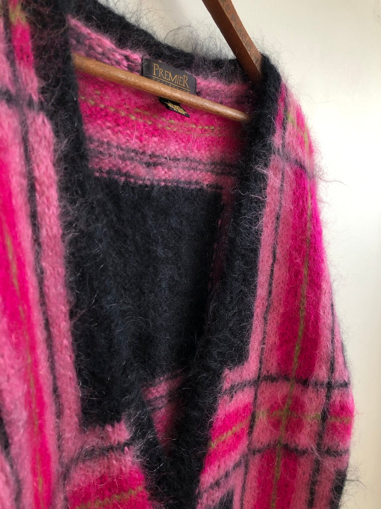 80's Premiere Collections Plaid Mohair Cardigan