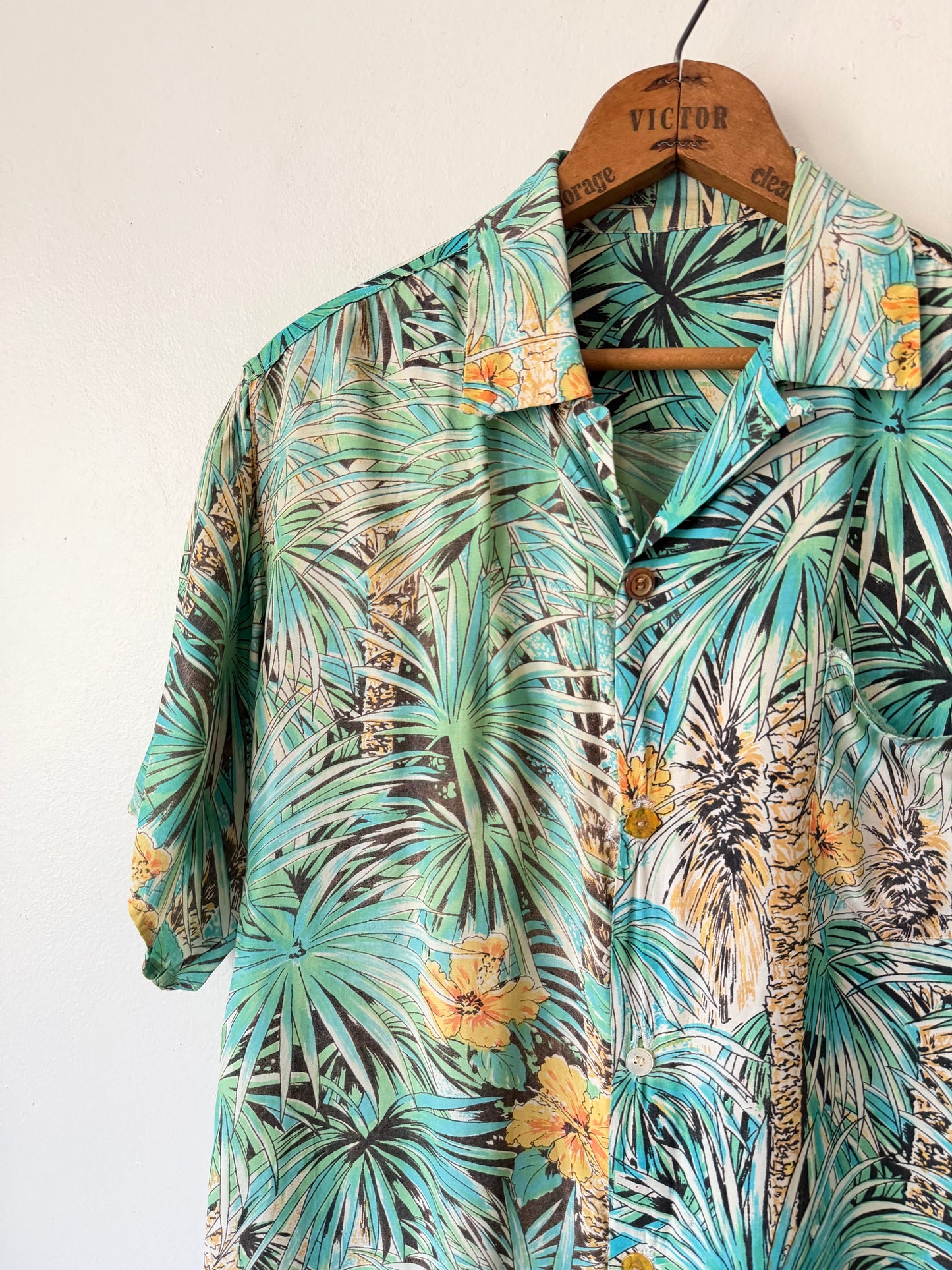 60's Vibrant Floral Rayon Hawaiian Shirt