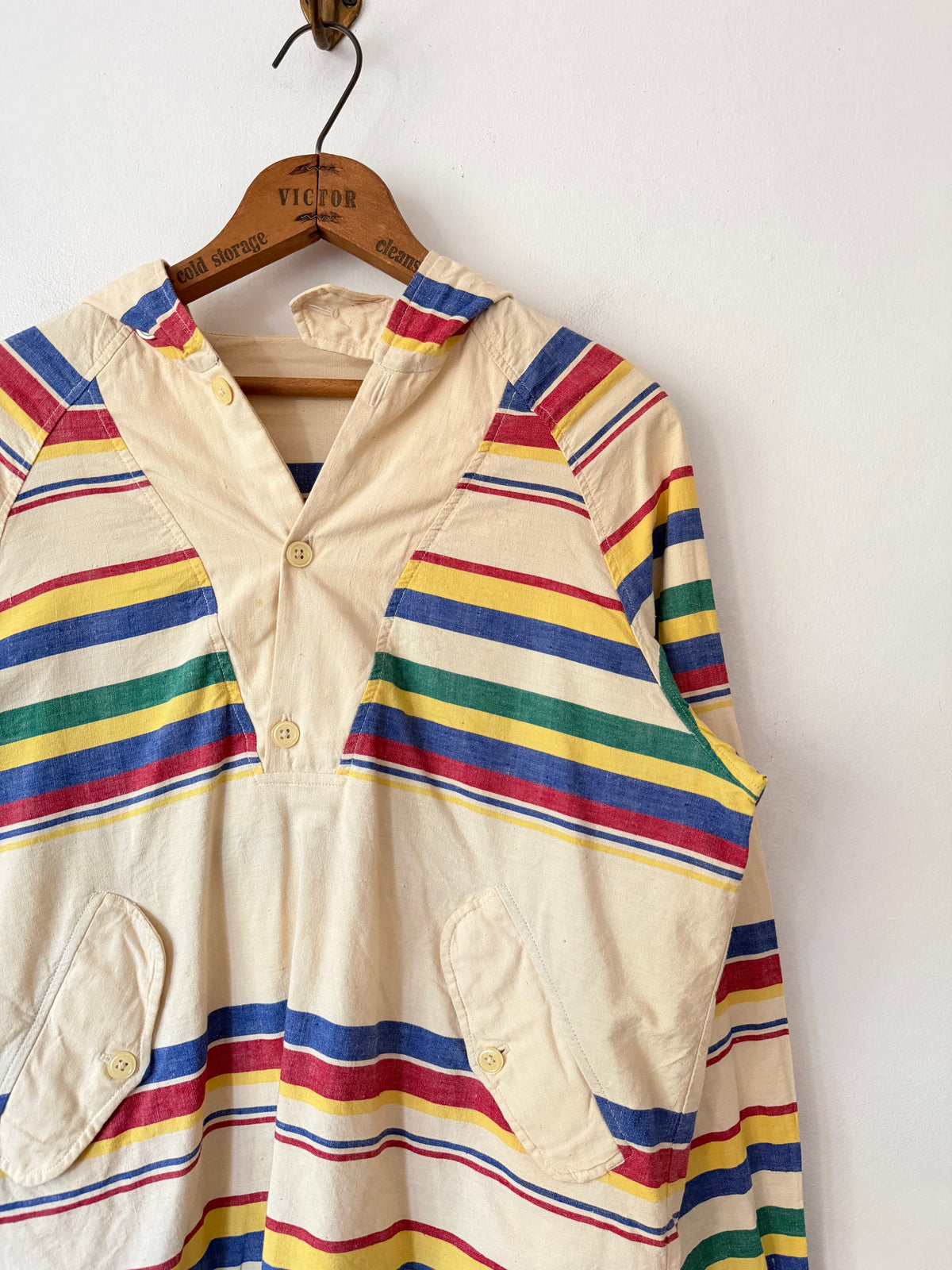 70's Striped Hooded Smock Jacket