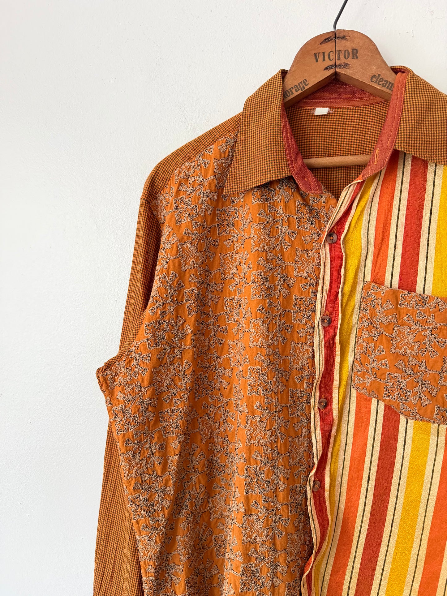 80's Scrap Pattern Paneled Shirt