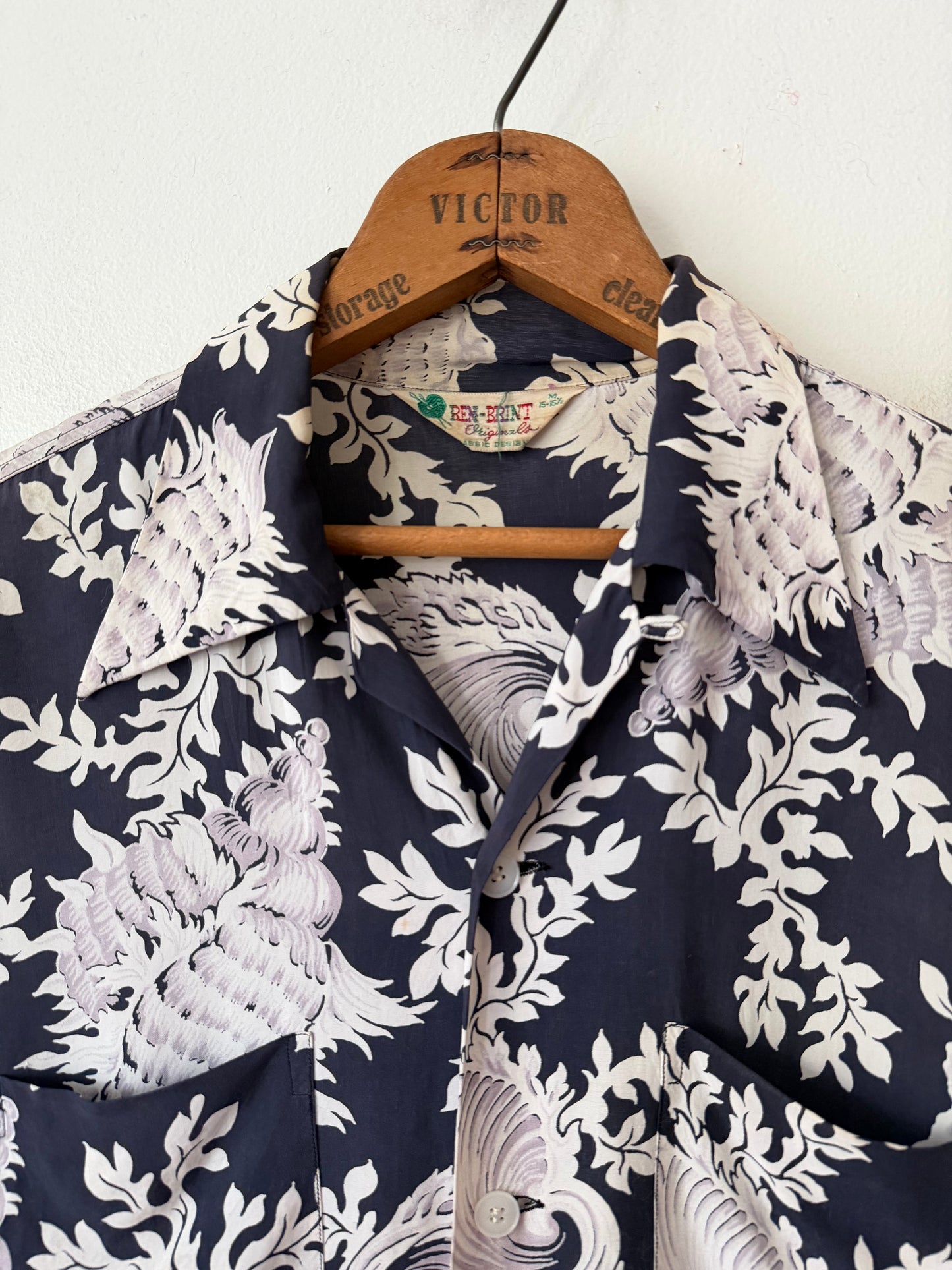50's Rem-Brint Floral Seashell Rayon Shirt