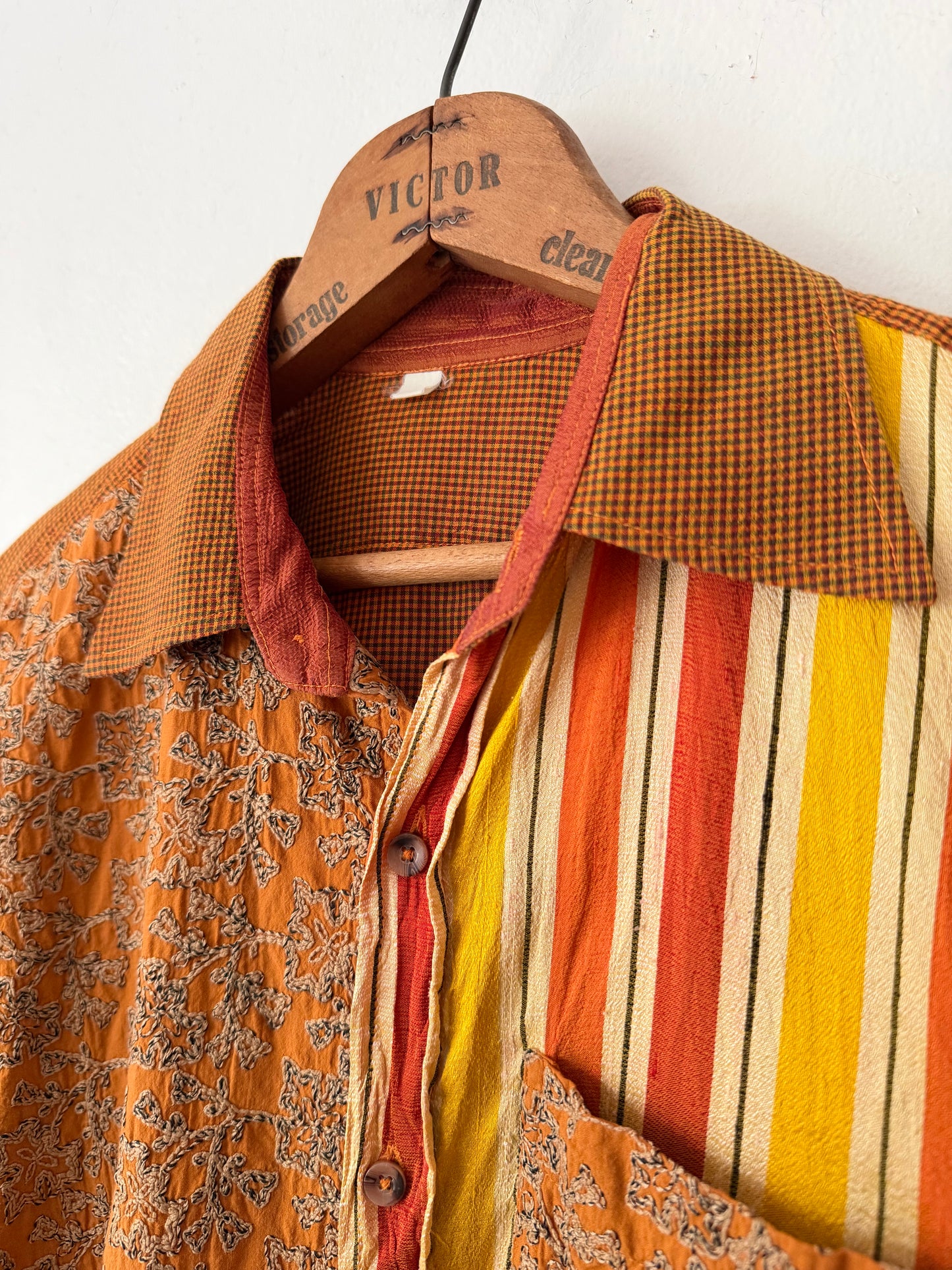 80's Scrap Pattern Paneled Shirt