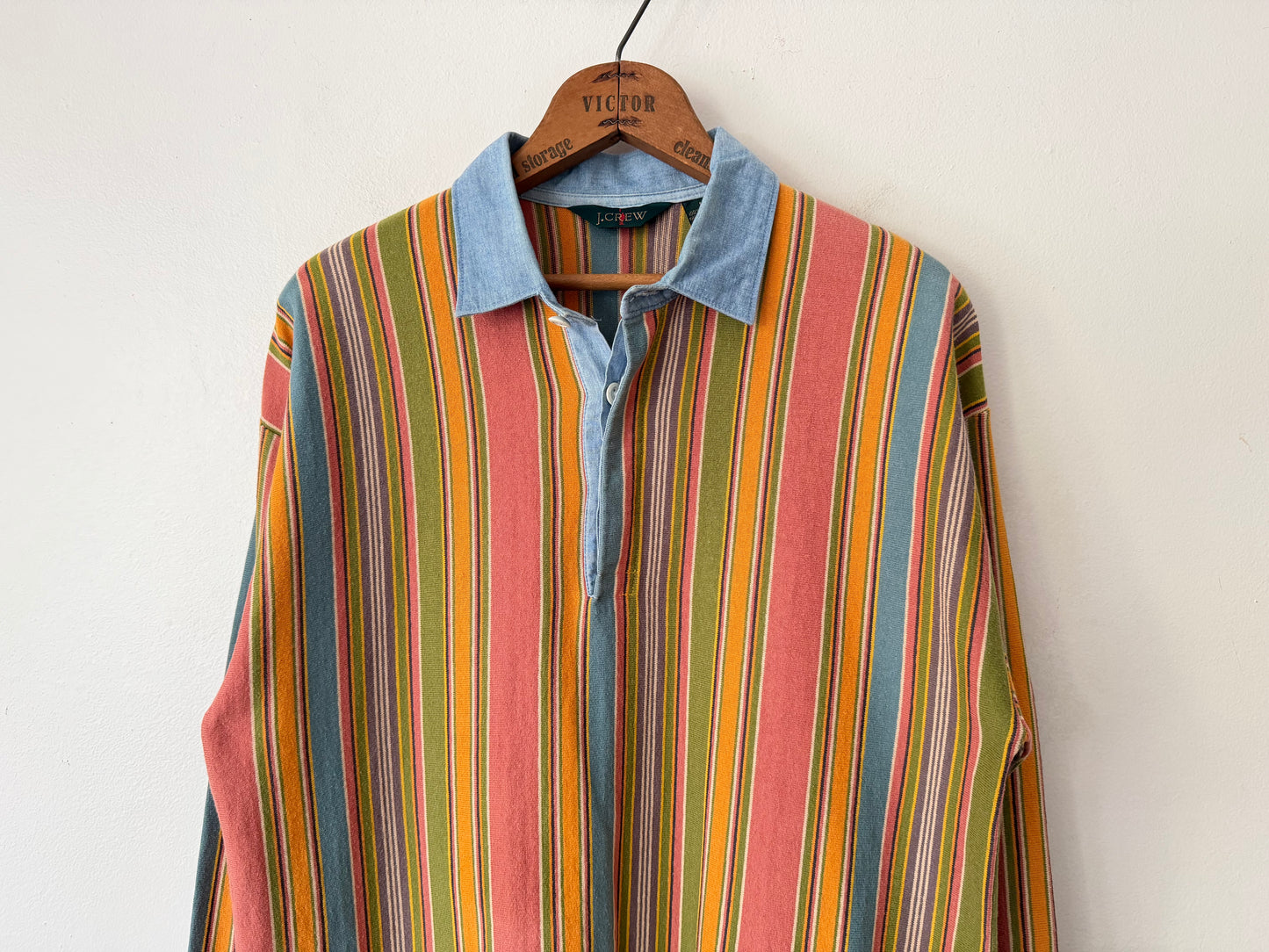 90's J. Crew Colorful Striped L/S Polo