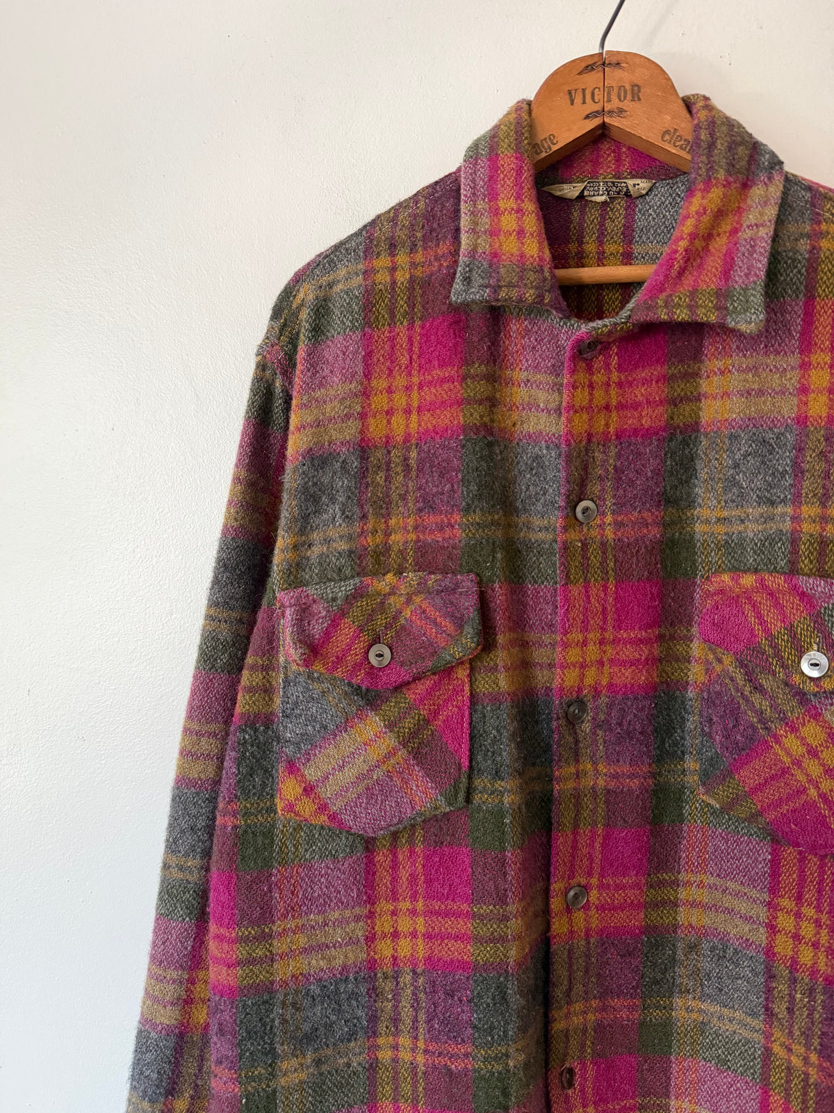 60's Pioneer Wool Plaid Shirt Jacket