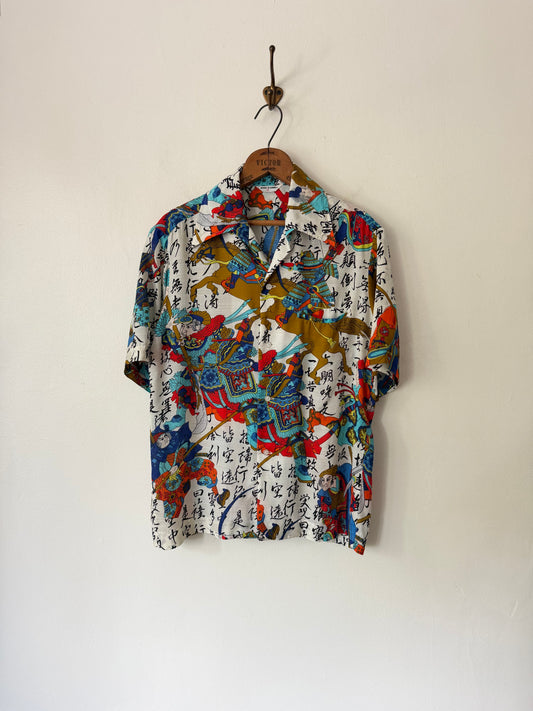 70's Samurai Print Leisure Shirt
