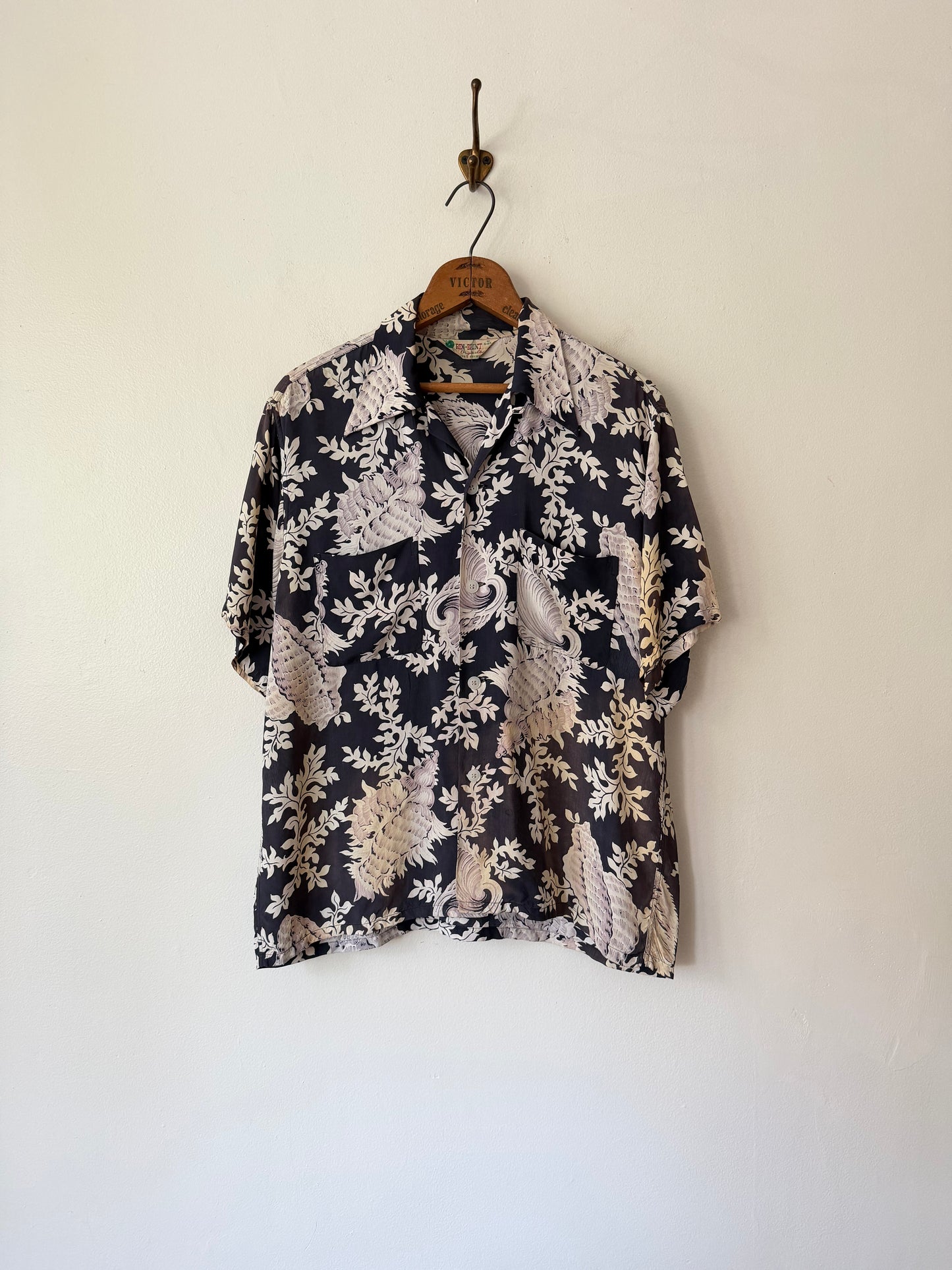 50's Rem-Brint Floral Seashell Rayon Shirt