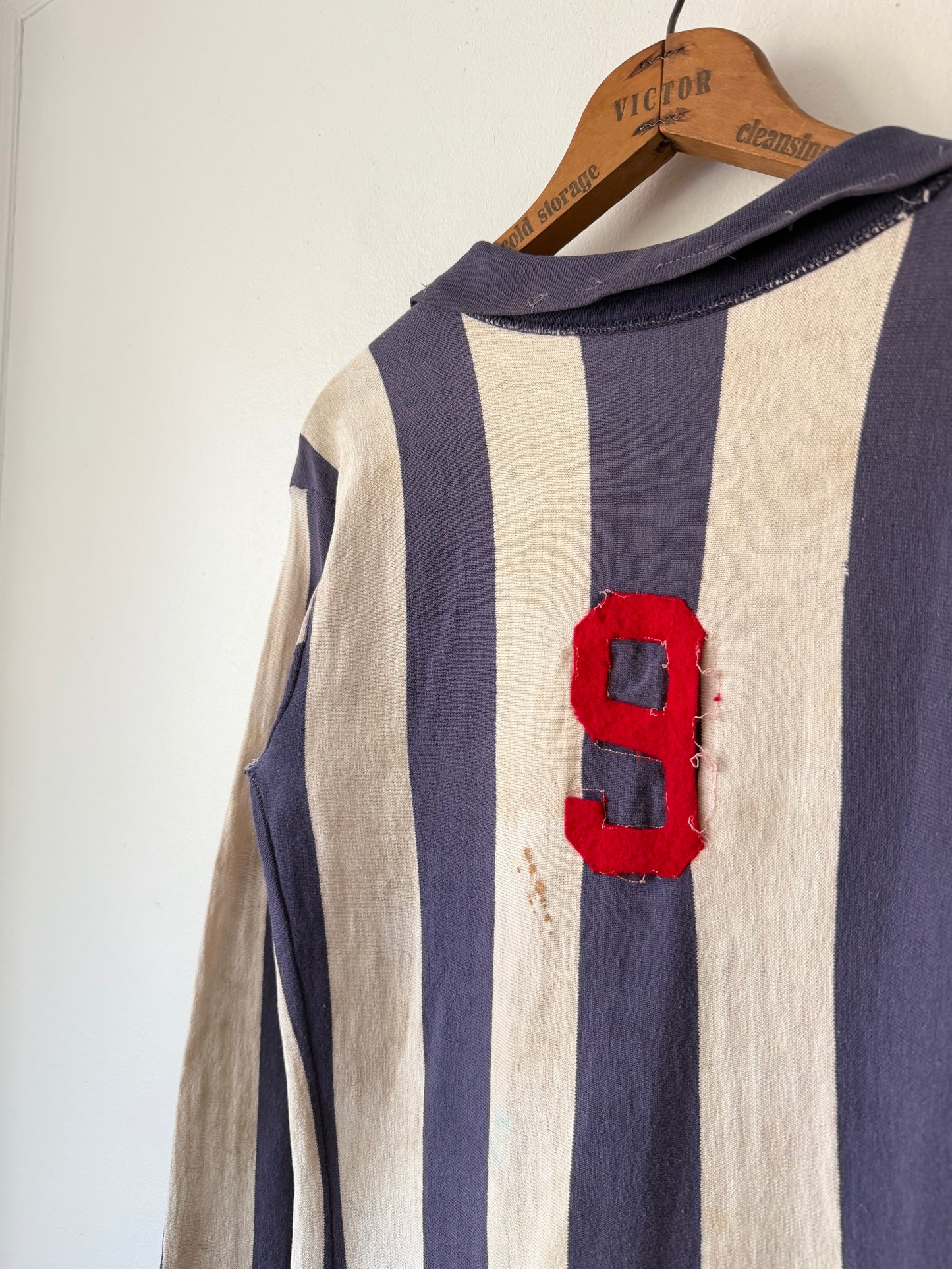 60's #9 Striped Cotton Collared Jersey