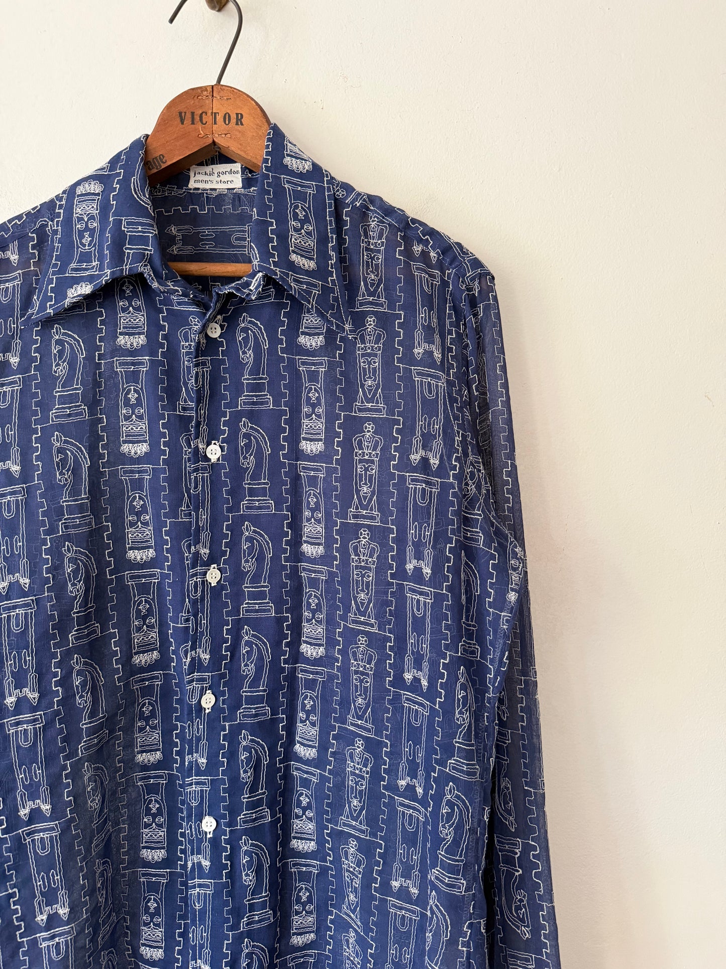 70's Jackie Gordon Chess Embroidered Shirt
