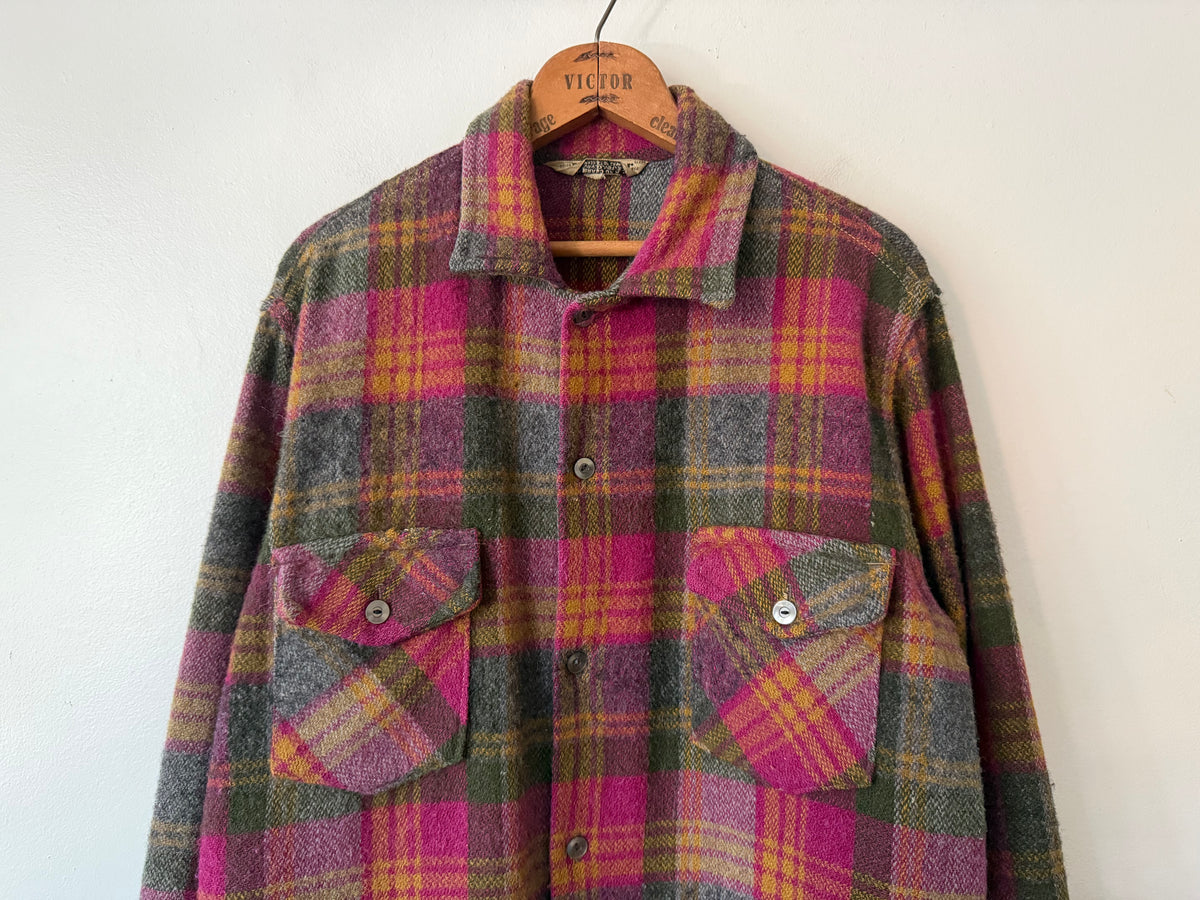 60's Pioneer Wool Plaid Shirt Jacket
