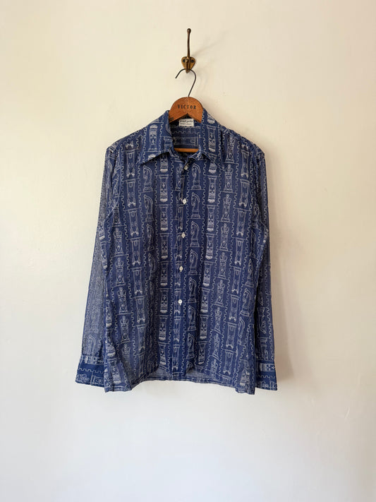 70's Jackie Gordon Chess Embroidered Shirt