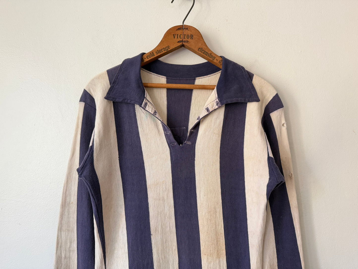 60's #9 Striped Cotton Collared Jersey