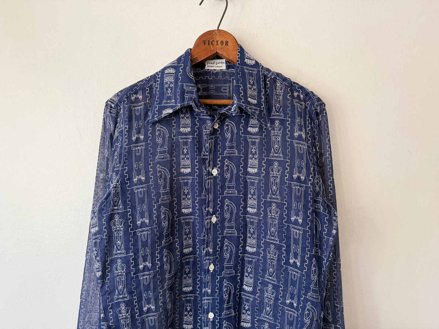 70's Jackie Gordon Chess Embroidered Shirt