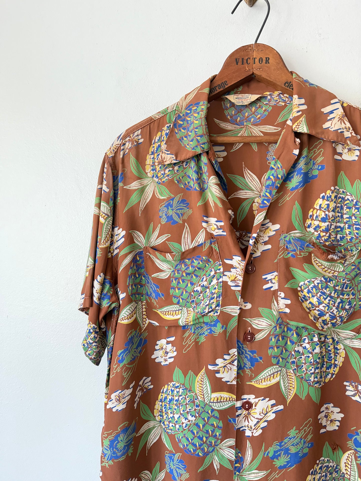 50's National Rayon Pineapple Printed Shirt