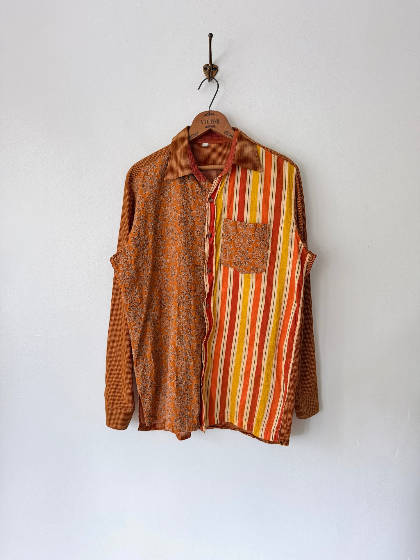 80's Scrap Pattern Paneled Shirt