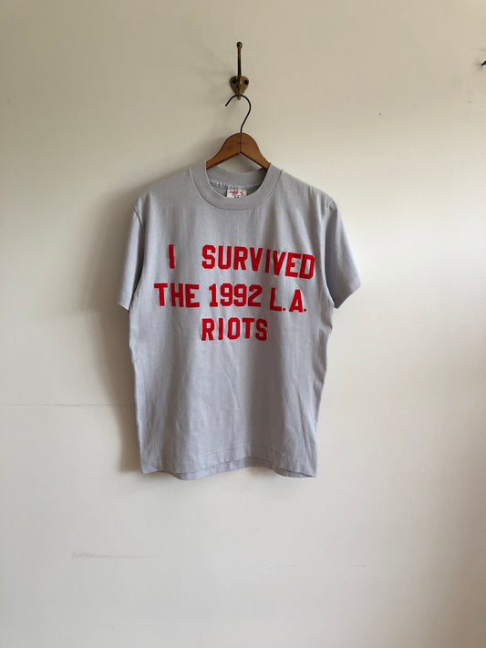 90's I Survived the 1992 L.A. Riots Flocked T-Shirt